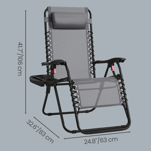 Songmics (Dark Grey) Set of 2 Zero Gravity Chairs, Foldable with Adjustable Headrest, Black 2