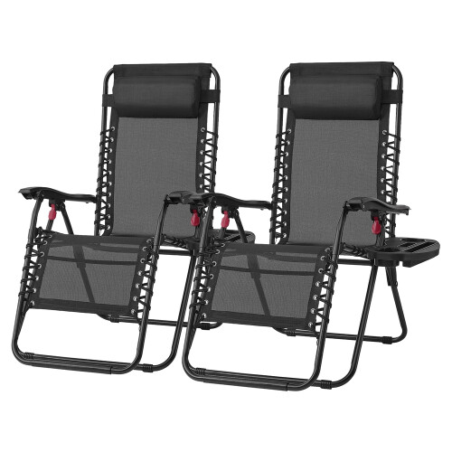 Songmics (Black) Set of 2 Zero Gravity Chairs, Foldable with Adjustable Headrest, Black 1