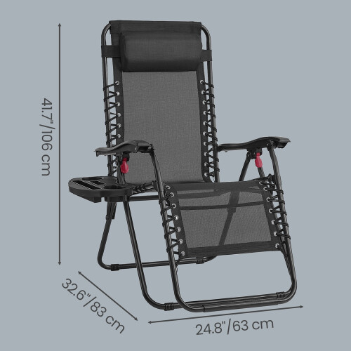 Songmics (Black) Set of 2 Zero Gravity Chairs, Foldable with Adjustable Headrest, Black 2