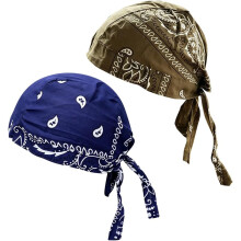 (Blue+brown, color_name) 1er-Kühl-Kopftuch-Set, Paisley, für Motorrad, Helminnenfutter, Unisex