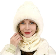 (Beige, color_name) 1er-Multifunktions-Mütze, 3-in-1, warm, für Frauen, Winter, Schal