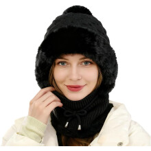 (Black, color_name) Căciulă 3 în 1 femei, vânt