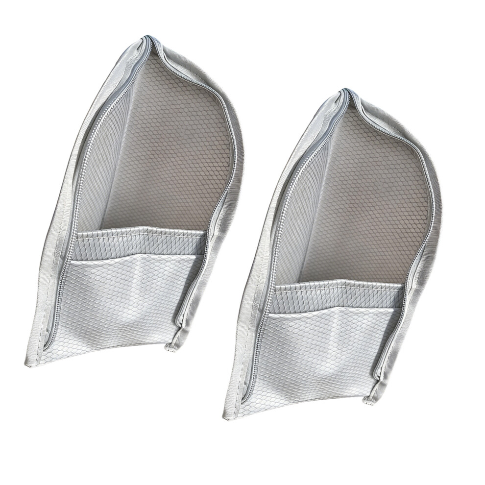 2Pcs Multipurpose Mesh PVC Standing Cosmetic Bag Fashion Makeup Bag For Travel Gray