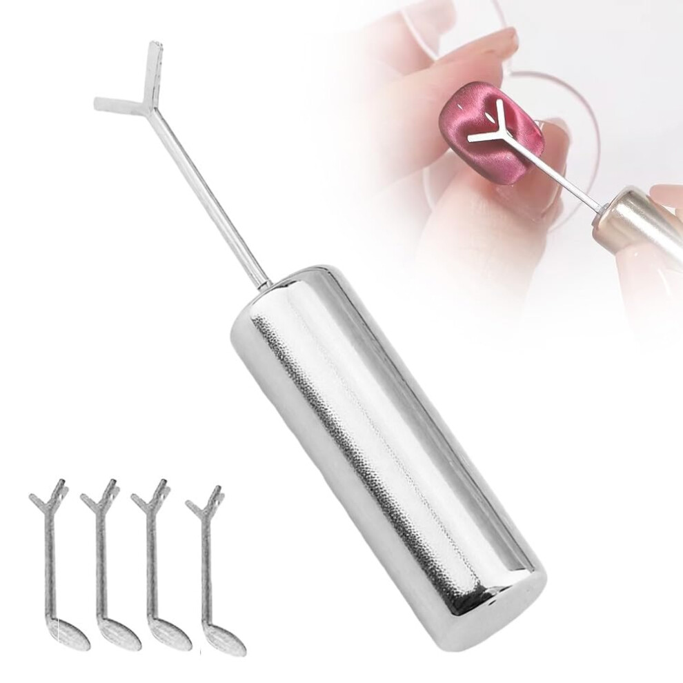 Oimg (1Pcs Magnet + 5Pcs Y-Shaped Guides, -) Heart Magnet For Cat Eye Gel Polish Â Diy Magnetic Nail Art Tool With Guides