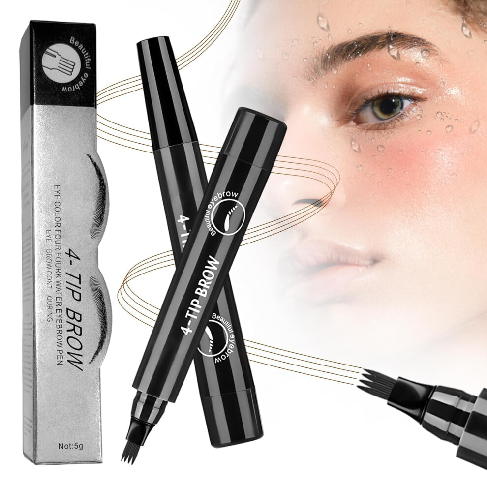 Oimg (Black, -) Microblading Eyebrow Pencil Â 3D Waterproof 4-Tip Contouring Pen For Natural Look