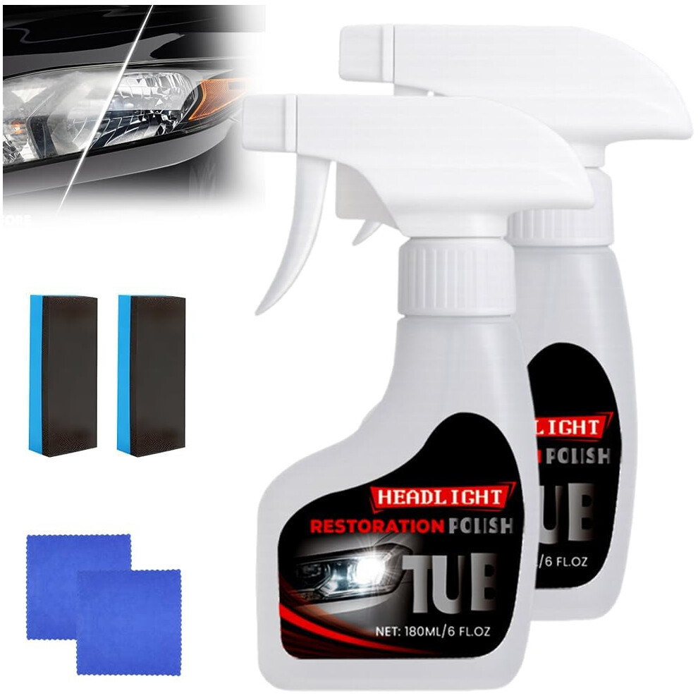 (2 Set, -) Automotive Headlamp Restoration Fluid Kit Â Cleaner Spray For Foggy Yellowing 5437706926566