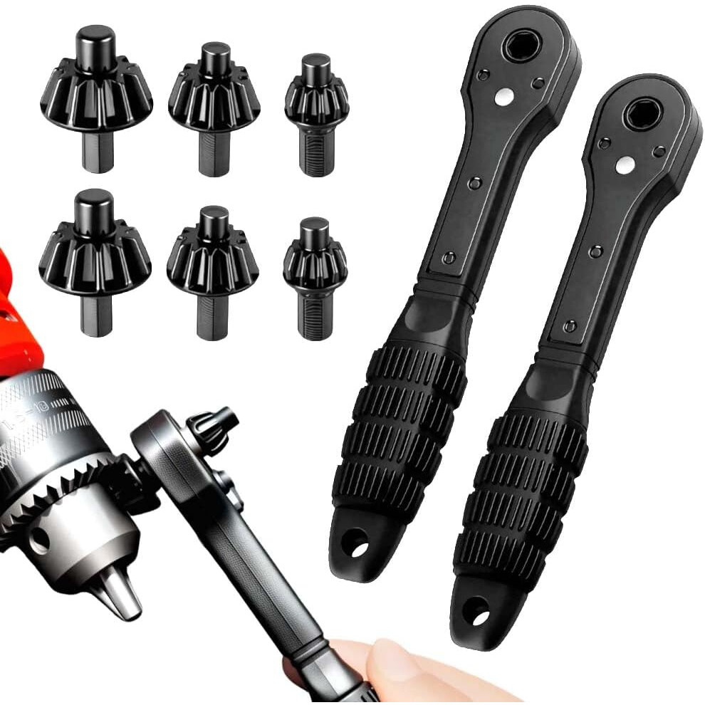 (Size_name, 2Pcs) 2 In 1 Drill Chuck Ratchet Spanner Â Universal Chuck Key Replacement Tool 5437706926924