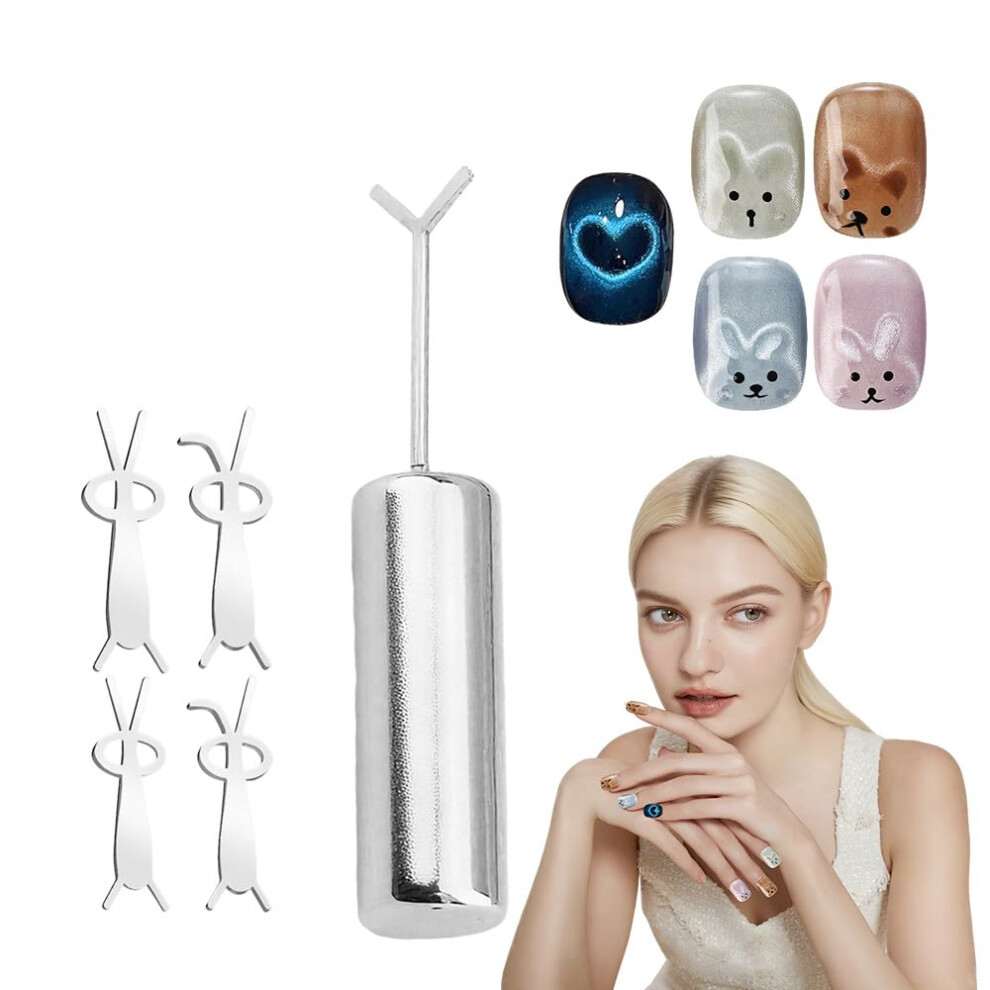 Oimg (1Pcs Magnet +1 Y-Shaped+4 Rabbits, -) Heart Magnet For Cat Eye Gel Polish Â Diy Manicure Kit With Y-Shaped Guides