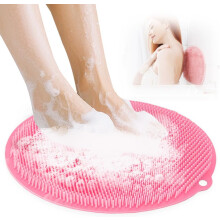(Pink, -) Silikónová podložka na drhnutie nôh do sprchy, nešmykľavá s prísavkami do kúpeľa