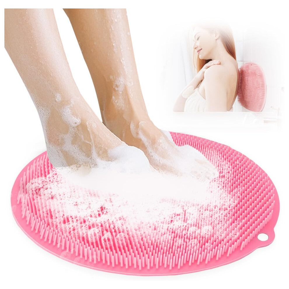 Oimg Pink (, -) Silicone Shower Foot Scrubber Mat Â Non-Slip With Suction Cups For Bath