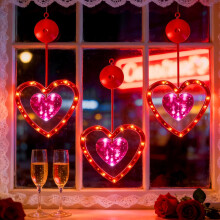 (Pink Hearts, -) 3kpl ystävänpäivä ikkuna valot