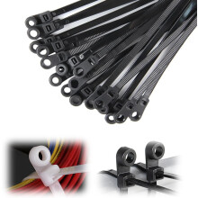 (Black, -) 100 sztuk samoblokujących trytytek, 20 cm, z otworem na śrubę
