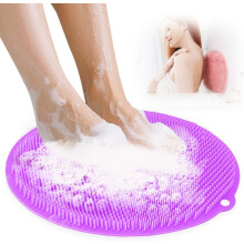 (Purple, -) Silikónová podložka na drhnutie nôh do sprchy, nešmykľavá s prísavkami do kúpeľa