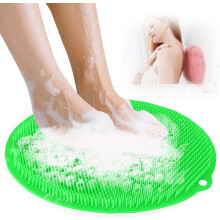 (Green, -) Silikónová podložka na drhnutie nôh do sprchy, nešmykľavá s prísavkami do kúpeľa