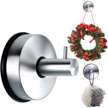 (1Pcs Silver, -) No Drill Suction Cup Wreath Hanger Hooks for Glass Doors