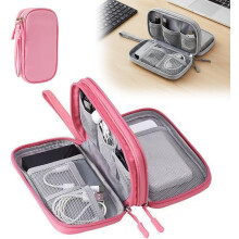 (Pink, -) 1er-Kabel-Organizer-Tasche, grau, wasserdicht, für Kabel, Ladegerät