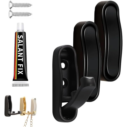 (3Pcs Black, -) Folding Coat Hooks – Heavy Duty Wall Mount, No Drill Flip Down Hook