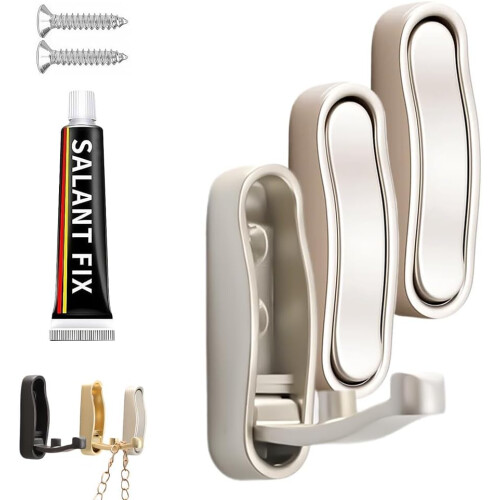 (3Pcs Silver, -) Folding Coat Hooks – Heavy Duty Wall Mount, No Drill Flip Down Hook