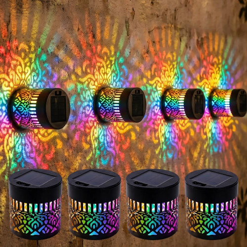 Metal Solar Color Changing Mandala Projector Light, Outdoor Deck Step Light