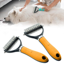 (Orange 10+19 Teeth *2, -) 2er-Haustier-Entfilzungsbürste, orange, doppelseitig, für Hunde, Katzen