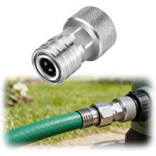 (Sliver, -) Garden Hose to Power Washer Adapter – 3/4 GHT to 1/4" Stainless Steel