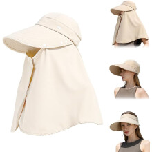 (Beige, color_name) 1er-Sonnenhut, UPF50+, mit Nackenklappe, für Outdoor, Angeln