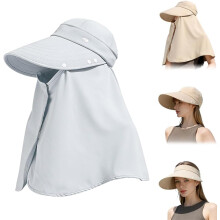 (Grey, color_name) 1er-Sonnenhut, UPF50+, mit Nackenklappe, für Outdoor, Angeln