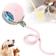 (Pink, -) Interaktiv rullande katt hund boll – smart automatisk kattleksak för inomhus kattungar