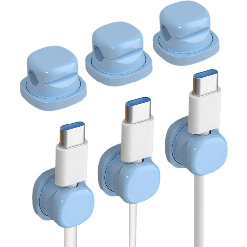 (6pcs Blue, -) Magnetische kabelclips, 6 stuks, wit