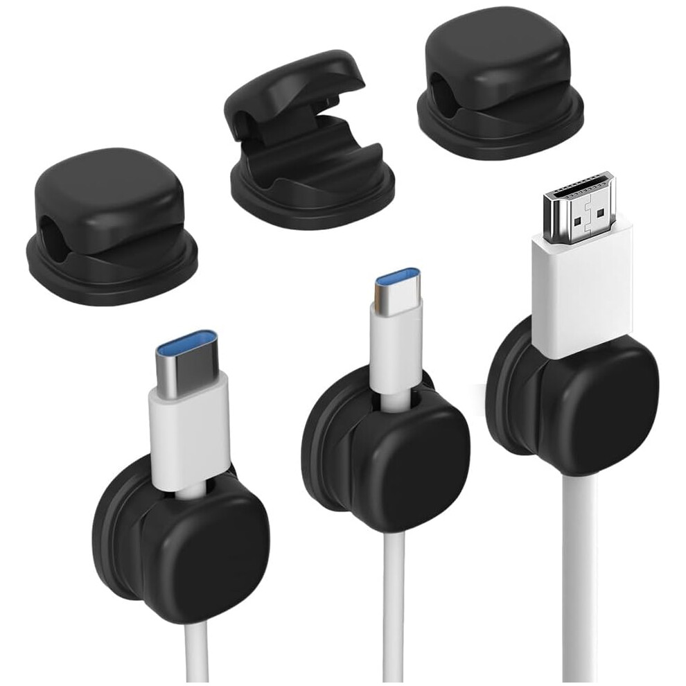 (6Pcs Black, -) Magnetic Cable Clips Â 6Pcs Cord Organizer For Desk & Car, Adhesive 5437706931270