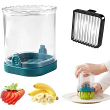 (Deep Blue, -) Strawberry Slicer Fruit Cutter – with Push Plate, Detachable Blade