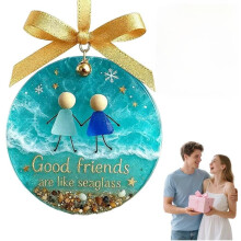 (Seaglass, -) 1er-Freundschaftsornament, Herzform, Seeglas, handgemacht, für beste Freunde