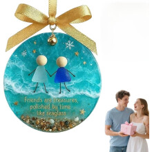 (Treasures, -) 1er-Freundschaftsornament, Herzform, Seeglas, handgemacht, für beste Freunde