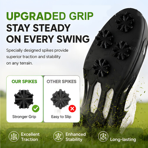 Firm Hold Golf Cleats S Size Shaped Using stiff TEP Rubber Compound Green