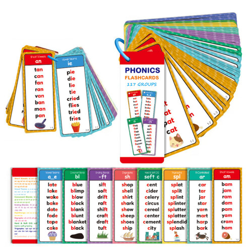 60PCS Phonics Flash Cards Kids Learning English Word for Classroom Teaching Tool
