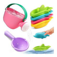 Portable Water Playing Toy Set For Kids Pool Bath Time Entertainment Enduring 6pcs pink