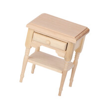 Wooden Doll House Nightstand 1:12 Miniature Furniture Unpainted Model Figurine