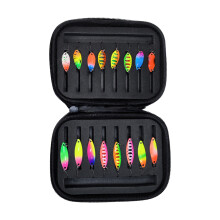 16Pcs Trouts Fishing Spoons Lures Fishing Spinner Hard Baits with Treble Hook 8