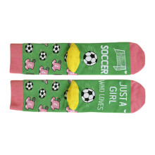 Athletic Soccer Sock with Breathable Cotton Texture for Years Round Green and pink color