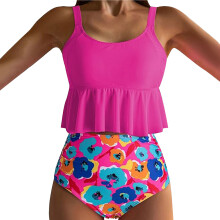 Unique Pattern Modern Swimsuit Polyester Texture Suitable for Water Activity Rose color L