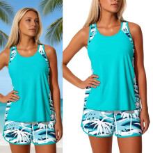 2 Piece Active Swim Set Racerback Top And Short Bottoms For Water tasks Army Green S
