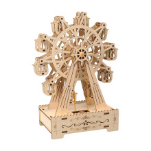 Natural Wood Rotating Musical Ferris Wheel Assembly Toy For Home Display