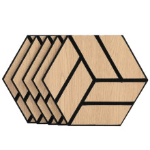 Hexagon Wall Panels - 3D Wood Grain Soundproof Self-Adhesive Acoustic Stickers