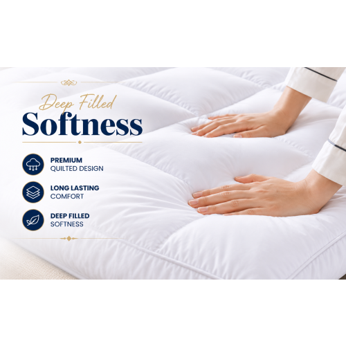 (Small Double) Luxury Mattress Topper Microfiber Extra Deep (Thickness 5CM) Microlite Box Constructed Stitched 2