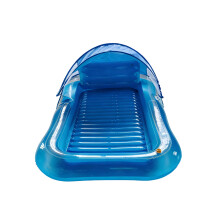 Large Inflatable Pool Float With Cooling Water Sprinkling For Adults And Covered in blue