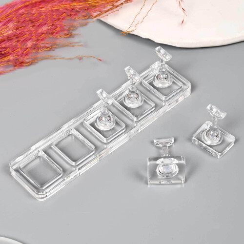 Transparent Plastic Nail Practice Tray With 5/10 Slots Non Magnetic Structure 5 grids