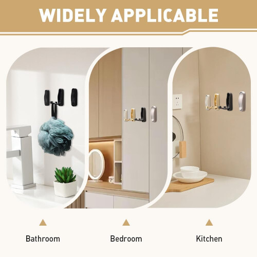 (3Pcs Gold, -) Heavy Duty Folding Coat Hooks, No Drill Wall Mount Flip Down Hook 2