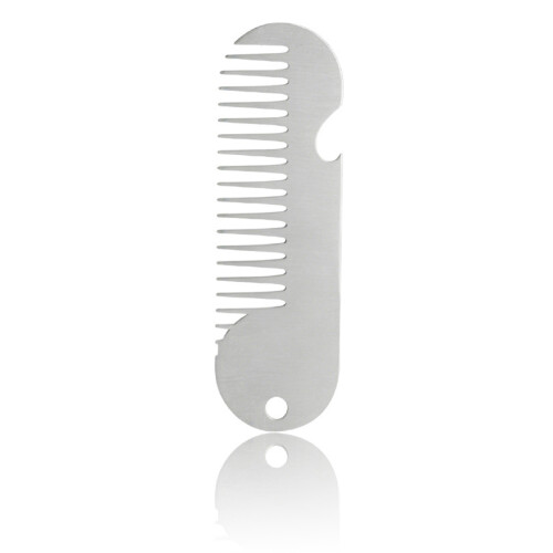 Portable Metal Hair Comb with Bottle Opening Function For Convenient Use Silver