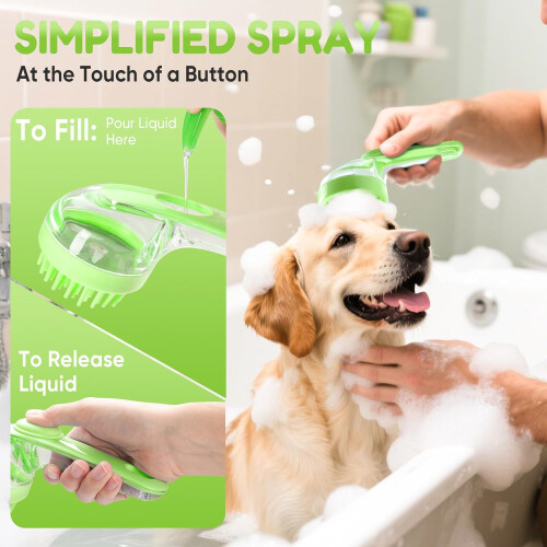 (Yellow, -) Perie animal cu dozator șampon 1