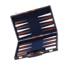 Practical Rolls Up Leather Backgammon Board Set For Outdoor Travel & Family Game Blue
